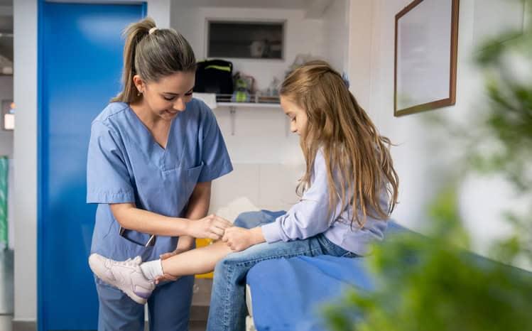 health care provider with child