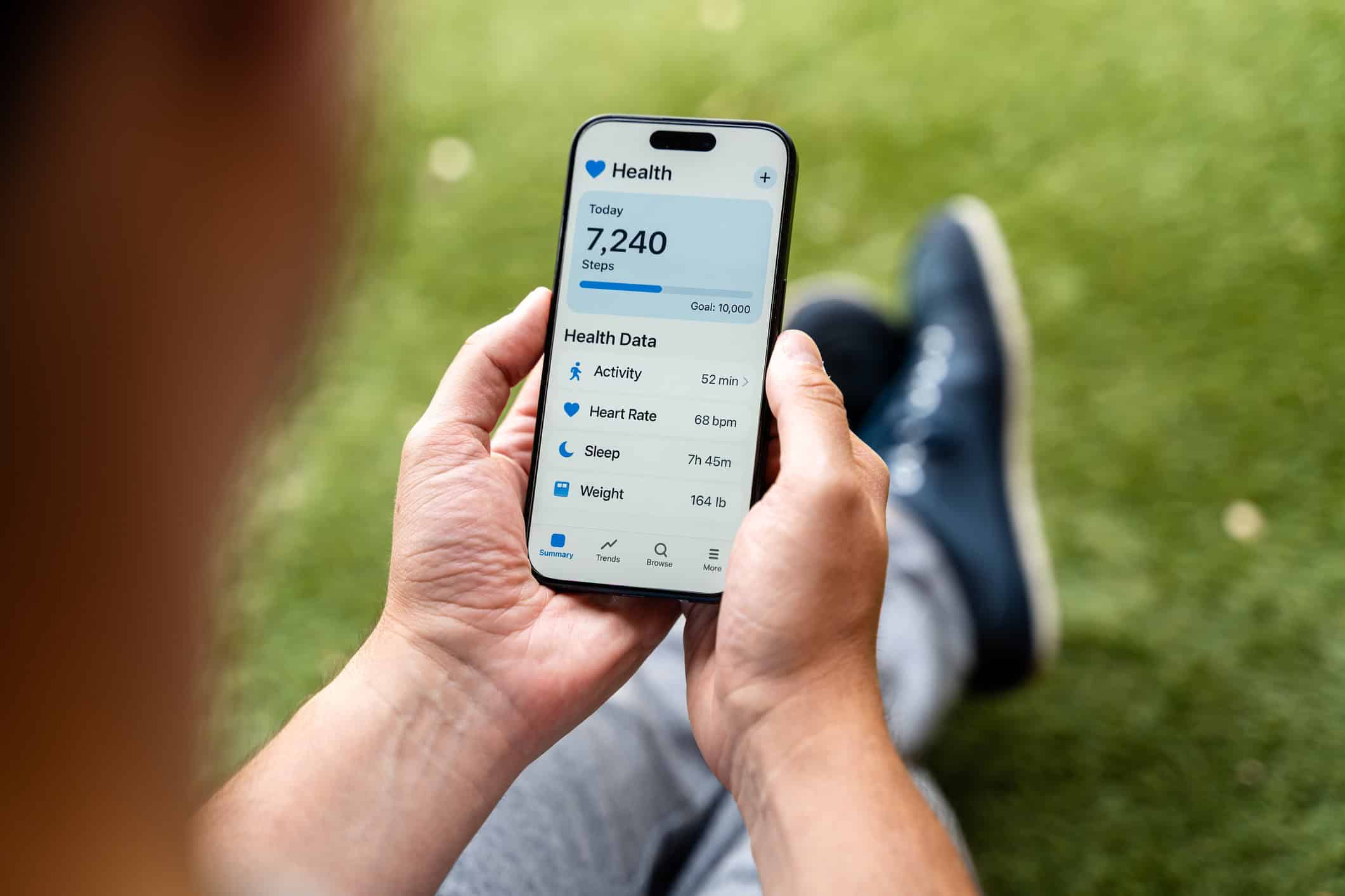 Man Checking Health App